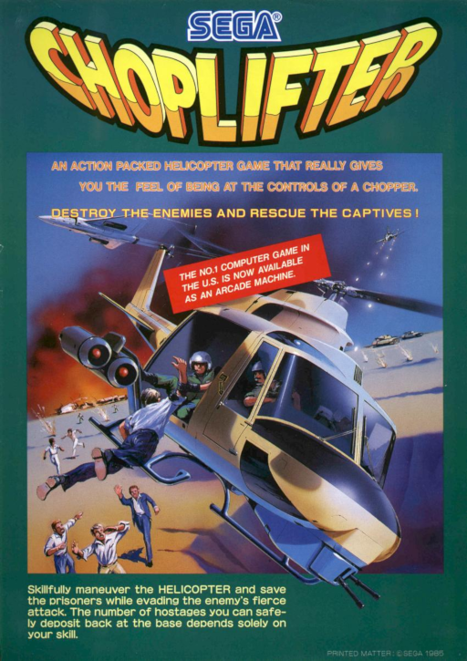 Choplifter (8751 315-5151) [The (unprotected) or (bootleg) versions work fine.] Arcade Game Cover